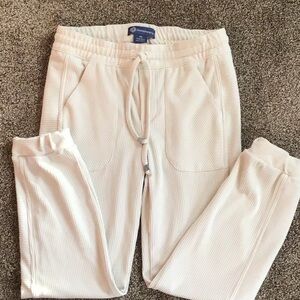 Democracy Ivory Ribbed Trousers/Sweat Pants High rise Medium